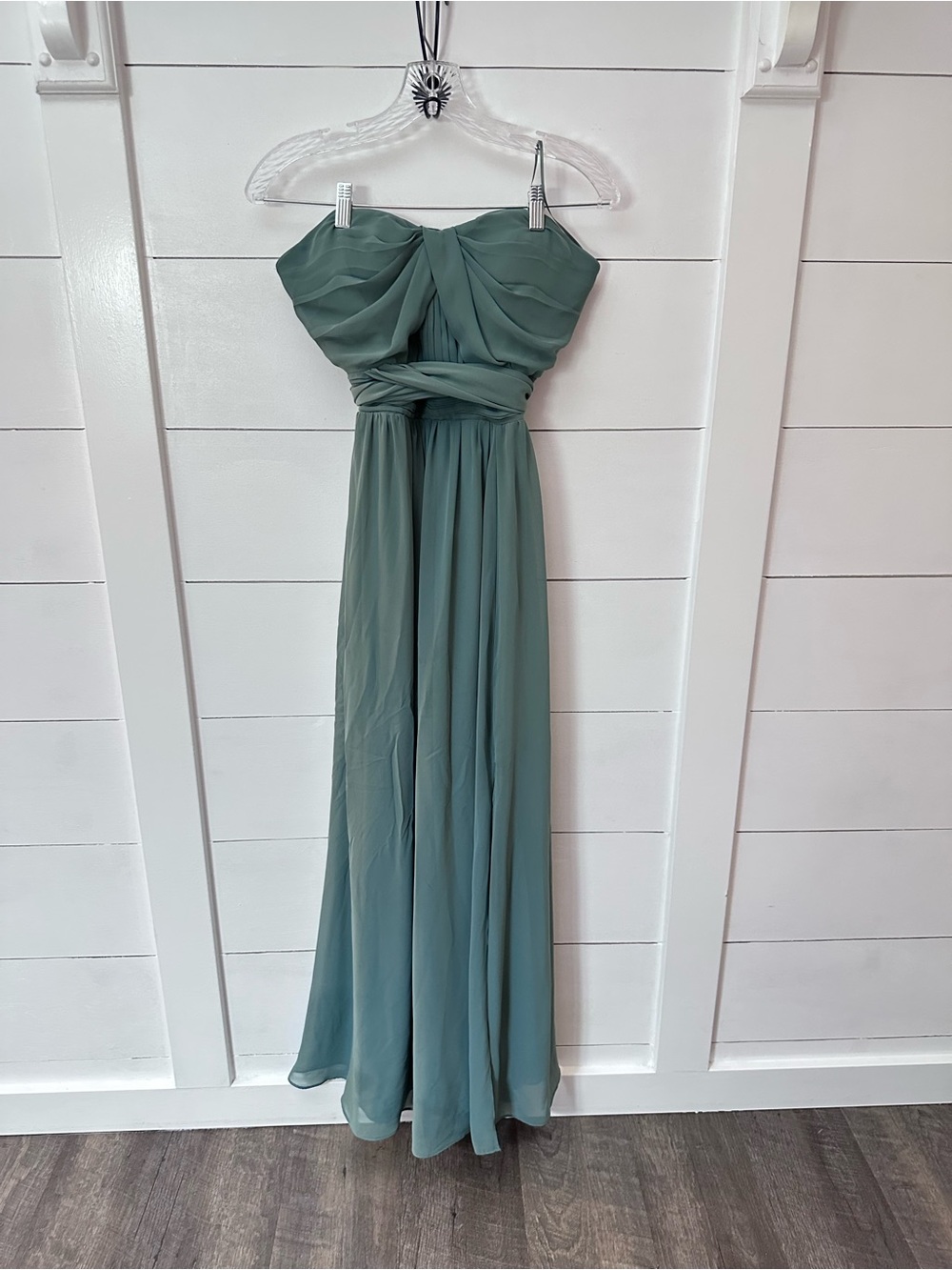Birdy Grey M Convertible Sage bridal Chiffon Maxi party evening cocktail Dress - Picture 4 of 15